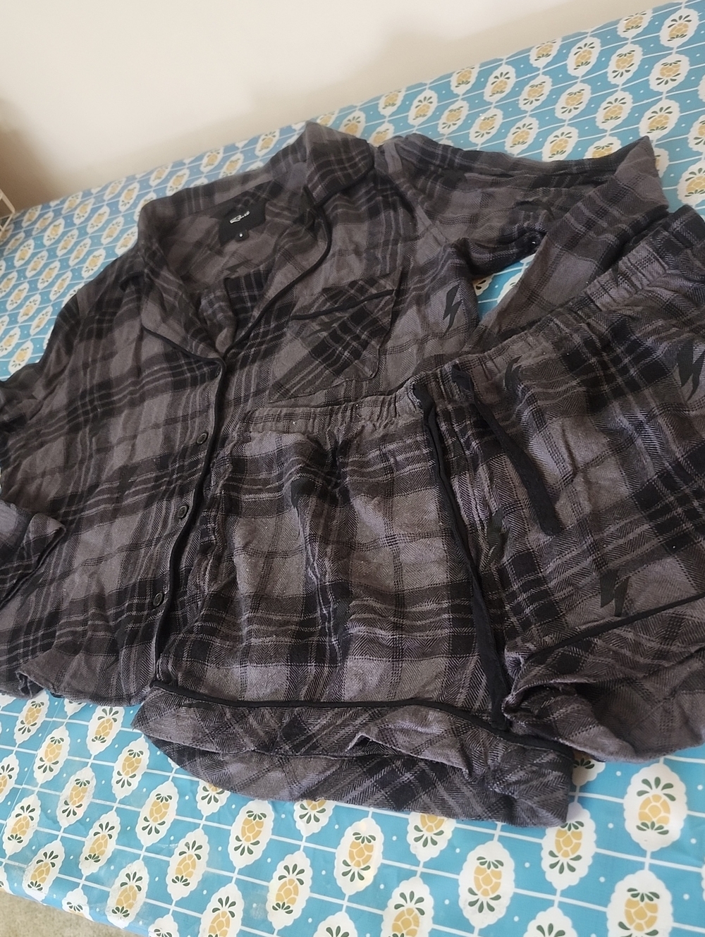 Rails Black Plaid Pajama Shorts & Top Sleep Set Kellen Long Sleeve PJ'S
